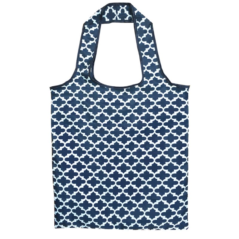 Sachi reusable eco foldable shopping bag - Moroccan Navy design.