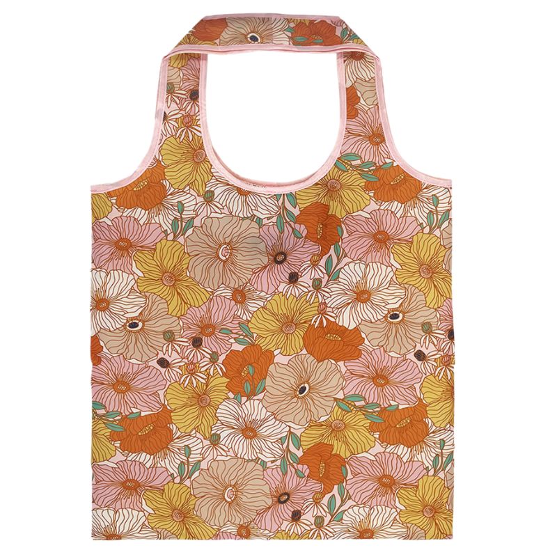 Sachi reusable eco foldable shopping bag - Retro Floral  design.