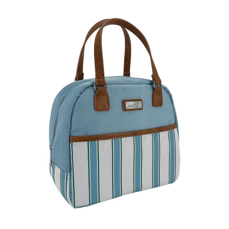 Sachi style 237 insulated Cali lunch bag - Patterned - Hazy Blue Stripes.