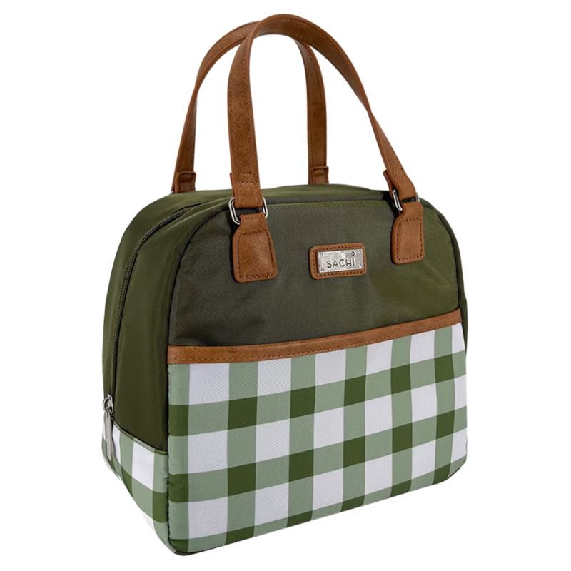 Sachi style 237 insulated Cali lunch bag - Patterned - Green Gingham.