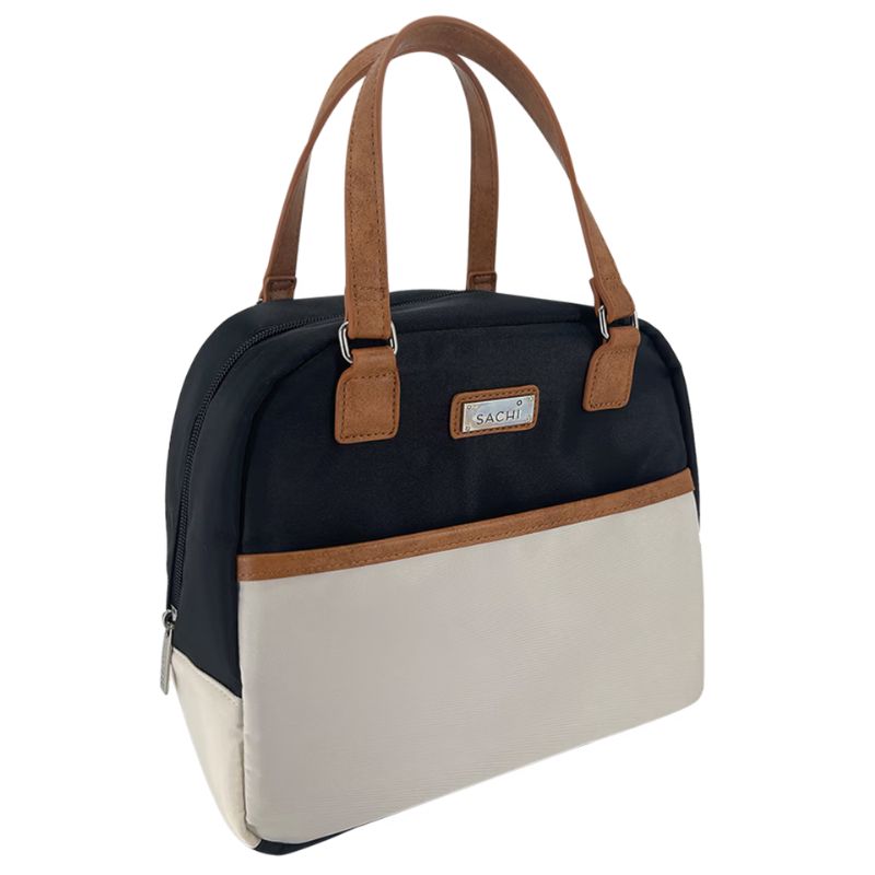 Sachi Style 237 insulated Cali lunch bag - Plain - Black and Cream.