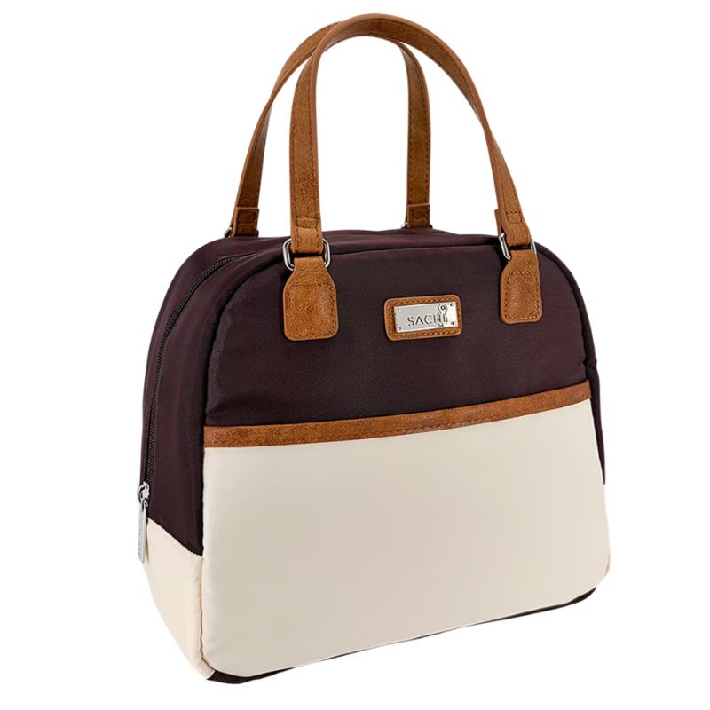 Sachi Style 237 insulated Cali lunch bag - Plain - Bordeaux and cream.