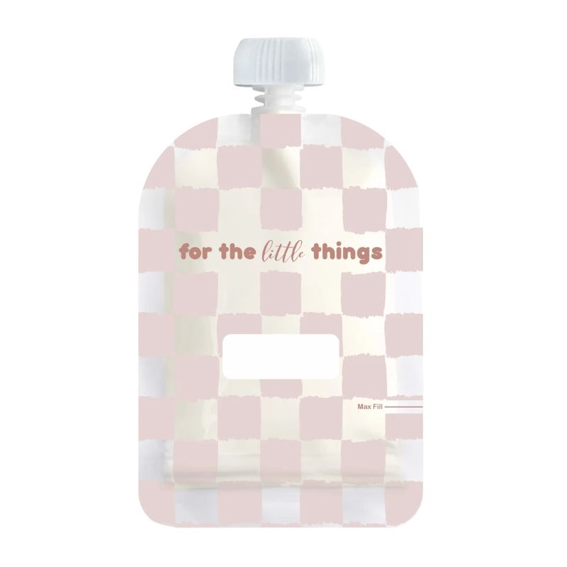 Sinchies reusable food pouch 150ml - set of 5 pouches - Checkmate Blush.