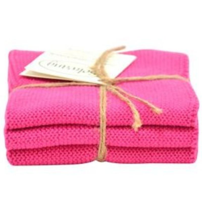 Solwang 100% cotton kitchen dish cloths - Danish design - 3 x pink.