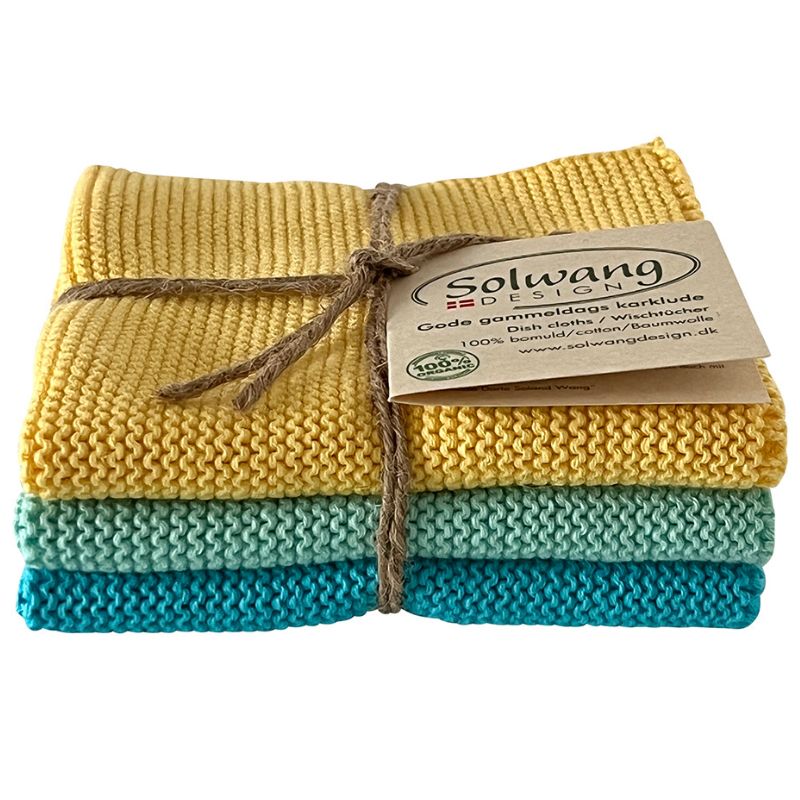 Solwang 100% cotton reusable kitchen dish cloths - Danish design - Nordic Beach.