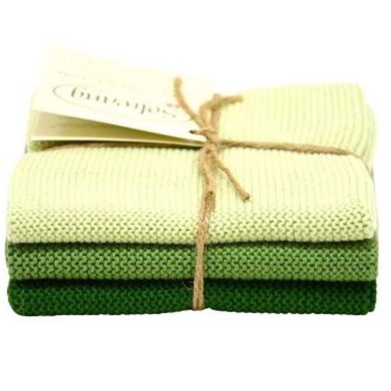 Solwang 100% cotton kitchen dish cloths - Danish design - Forest Green Combi.