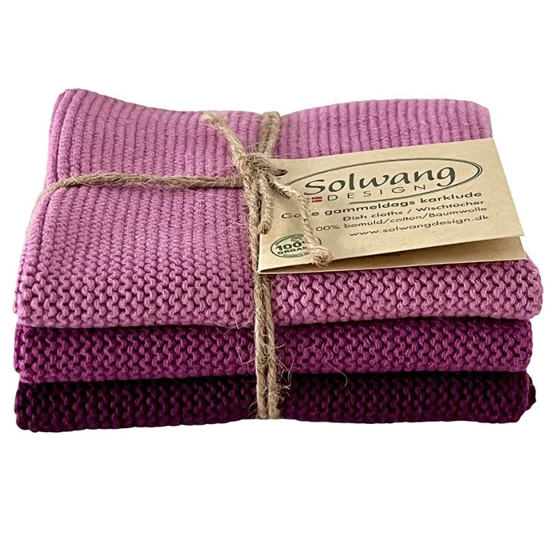 Solwang 100% cotton reusable kitchen dish cloths - Danish design - Heather Combi.