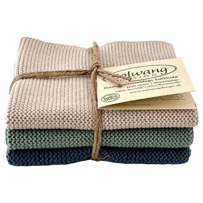 Solwang 100% cotton reusable kitchen dish cloths - Danish design - Nordic Breeze.