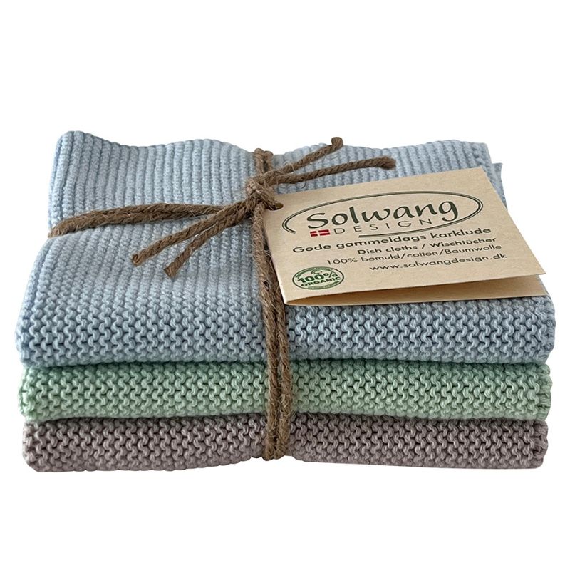 Solwang 100% cotton reusable kitchen dish cloths - Danish design - Pastel combi.