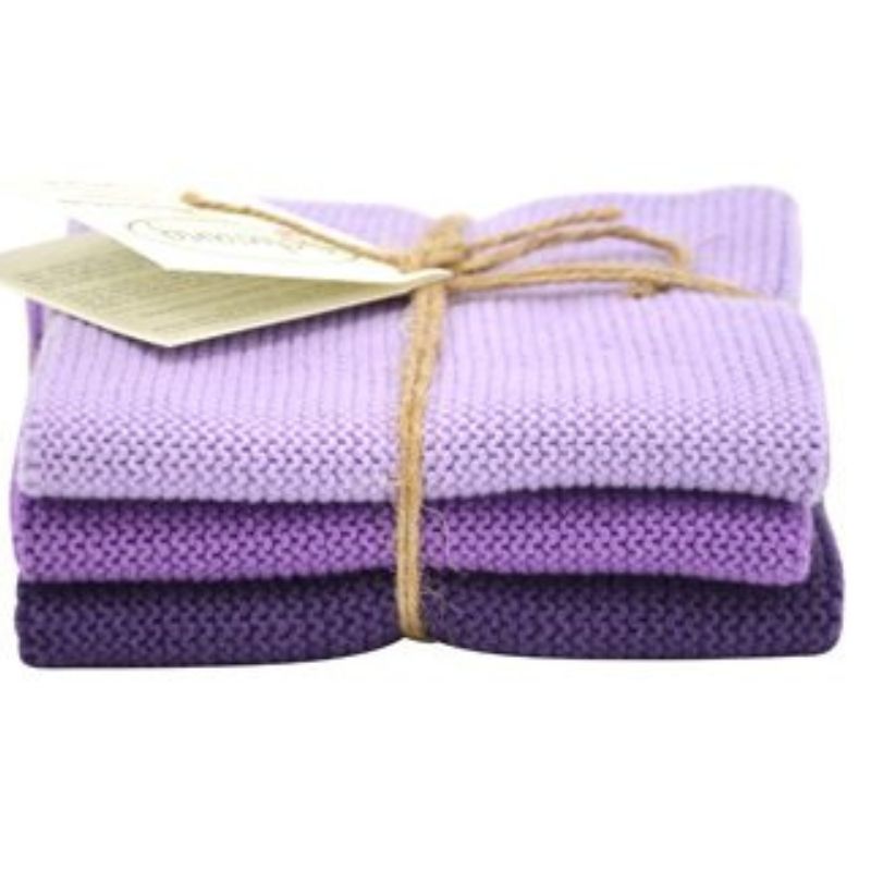 Solwang 100% cotton kitchen dish cloths - Danish design - Purple combi.