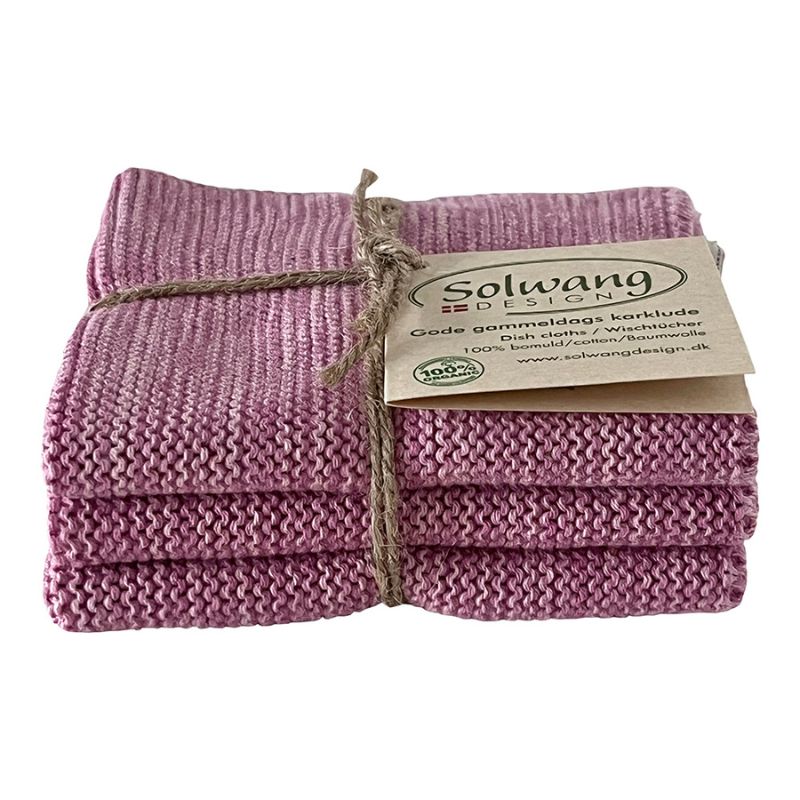 Solwang 100% cotton reusable kitchen dish cloths - Danish design - Rose Melange.
