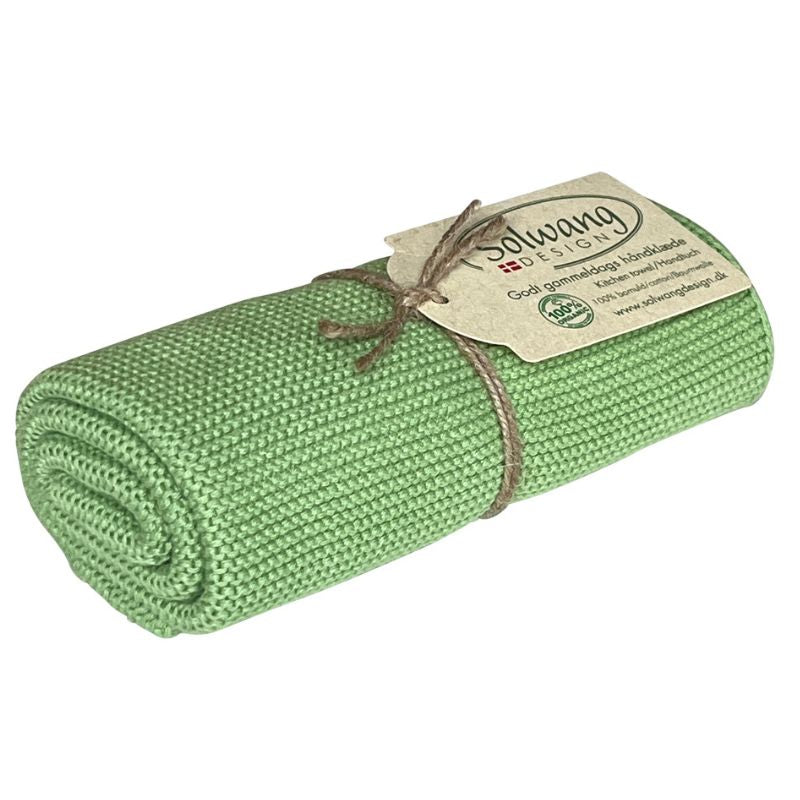 Solwang design knitted kitchen hand towel - 100% organic cotton - Dusty Green.