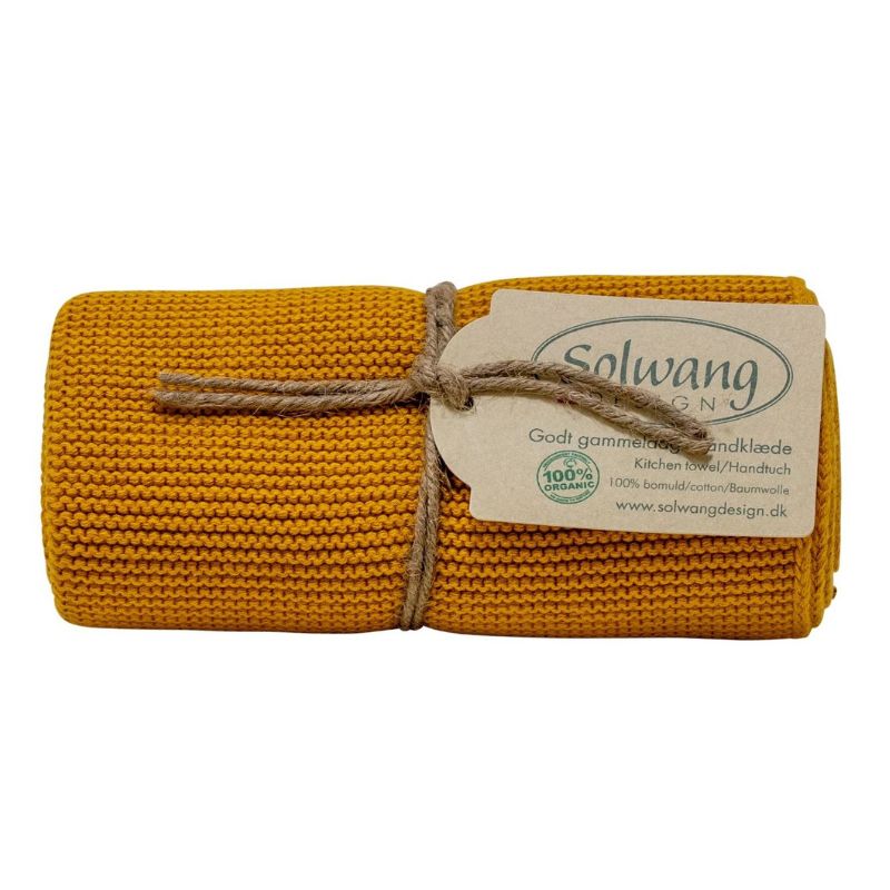 Solwang design knitted kitchen hand towel - Yellow Ocre.