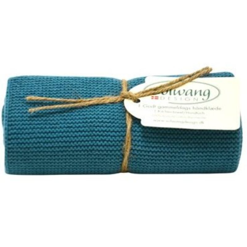 Solwang design knitted kitchen hand towel - azure blue.
