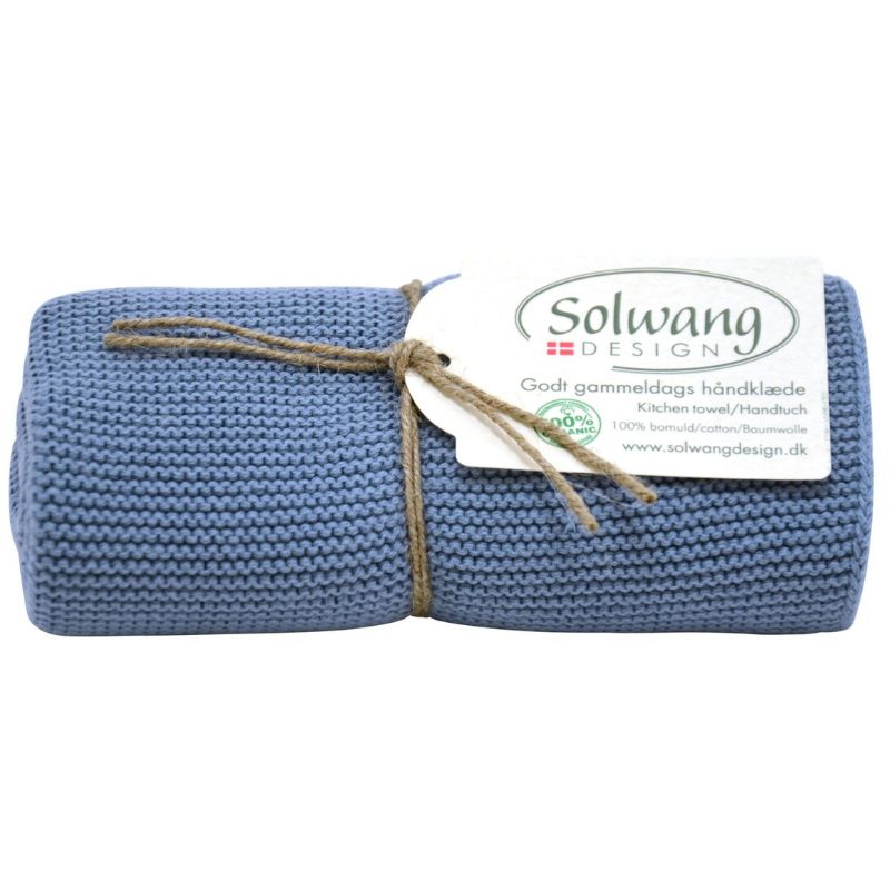 Solwang design knitted kitchen hand towel - rustic blue.