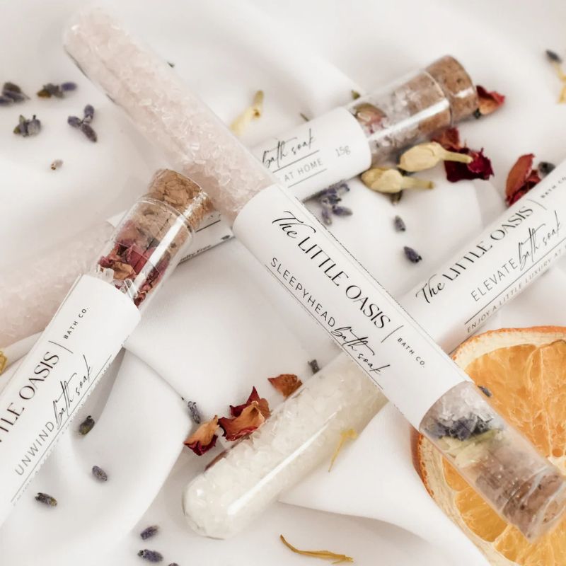 The Little Oasis Bath Co - Magnesium bath soak test tubes - mixed photo.
