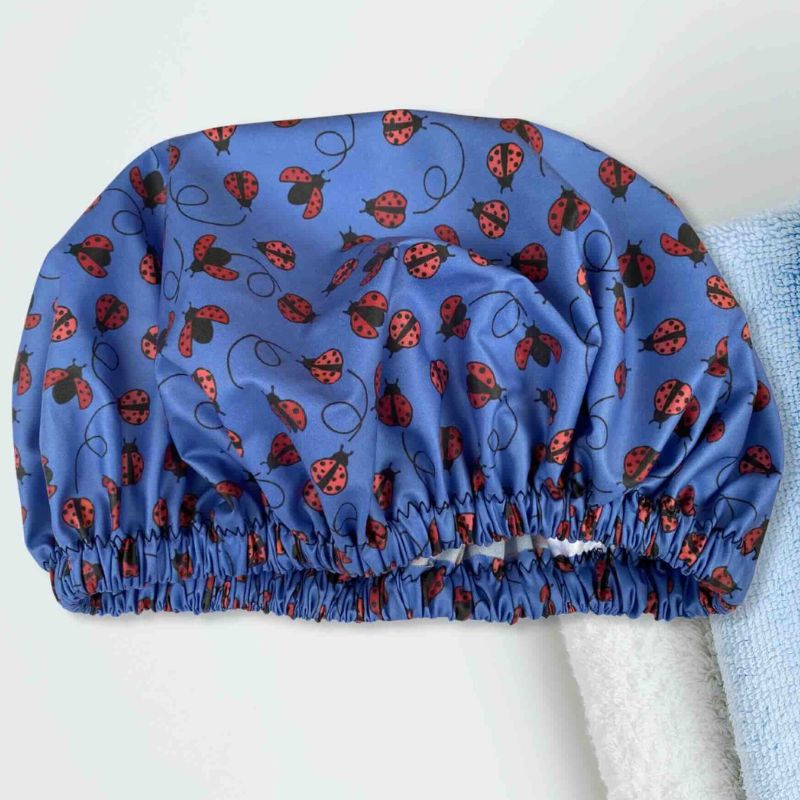 The Laminated Cotton Shop - handmade shower cap for kids -  Ladybirds.