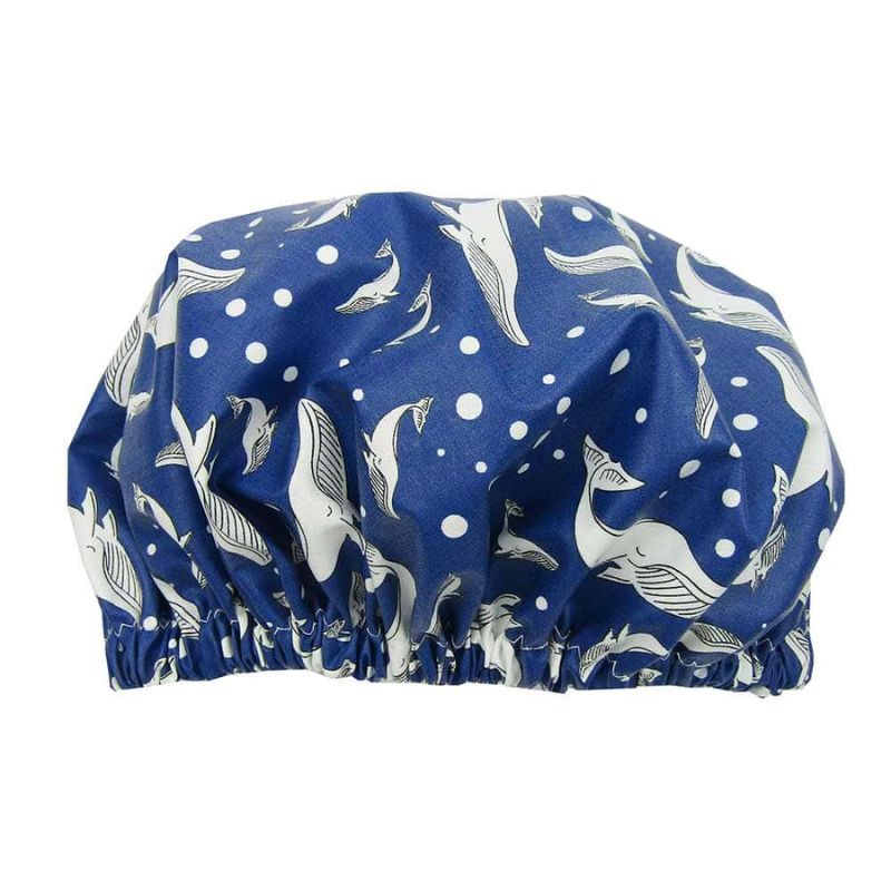 The Laminated Cotton Shop - handmade shower cap for kids -  Whales.