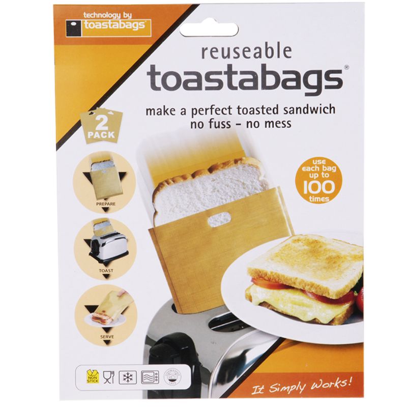 Toastabags reusable bags for toasting sandwiches - set of 2 - packaging. 