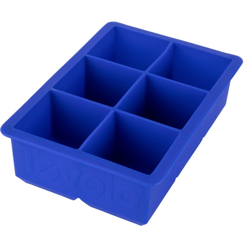 Tovolo King Cube Ice Tray 2" Cubes in Blue.