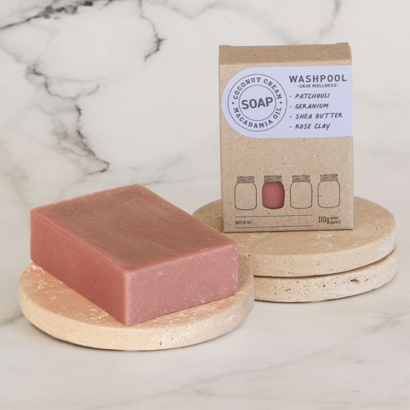 Washpool Coconut Cream soap bar - Geranium and Patchouli.