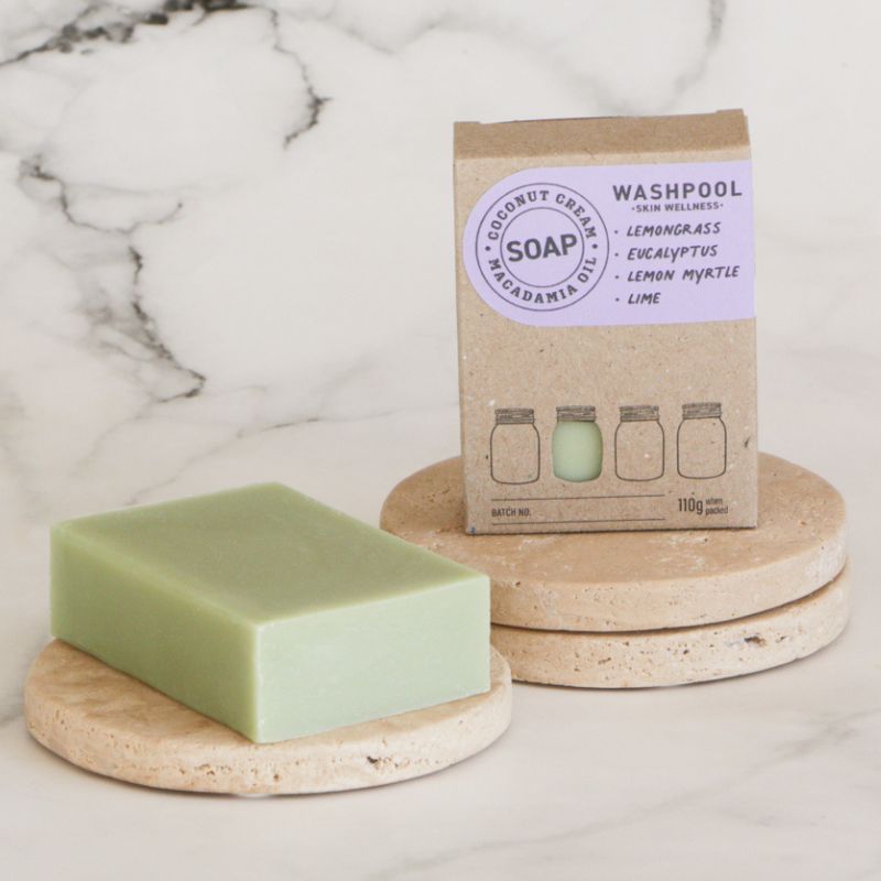 Washpool Coconut Cream soap bar - Lemon Myrtle and Lime.