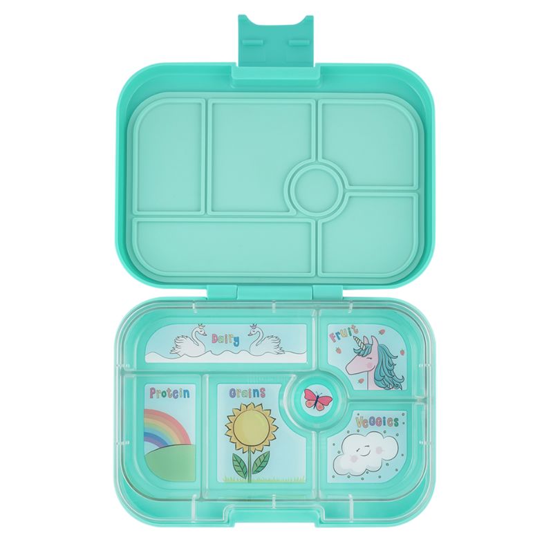 Yumbox Original leak proof bento lunch box - Miami Aqua - Unicorn tray.