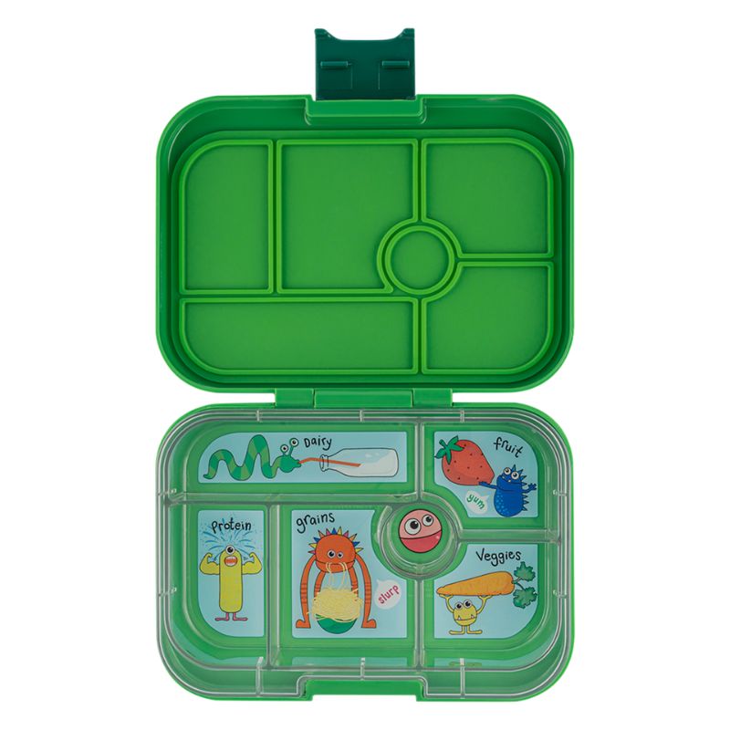 Yumbox Original leak proof bento lunch box - Jurassic Green - Funny Monsters tray.