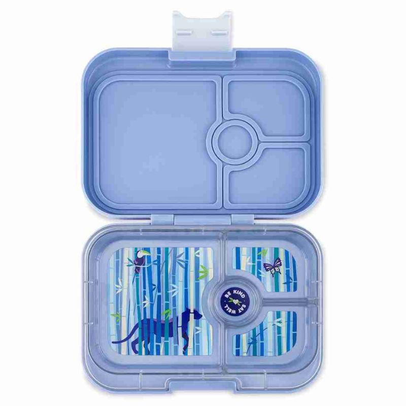 Yumbox Panino leak proof bento lunch box - Hazy Blue - Panther tray.