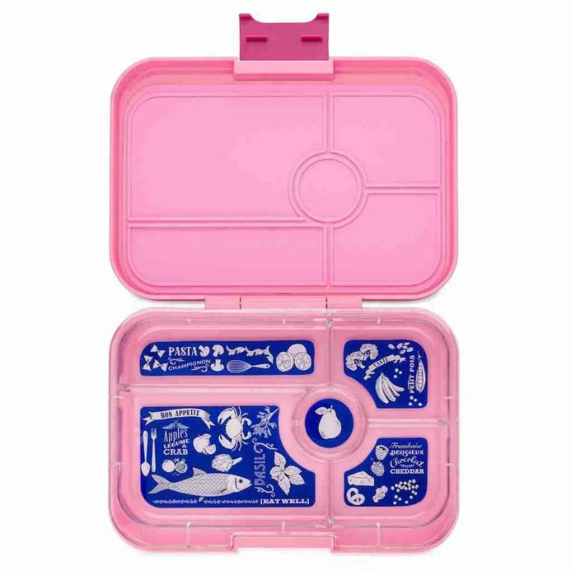 Yumbox Tapas leakproof bento lunch box with 5 compartments Bon Appetite tray in Capri Pink.