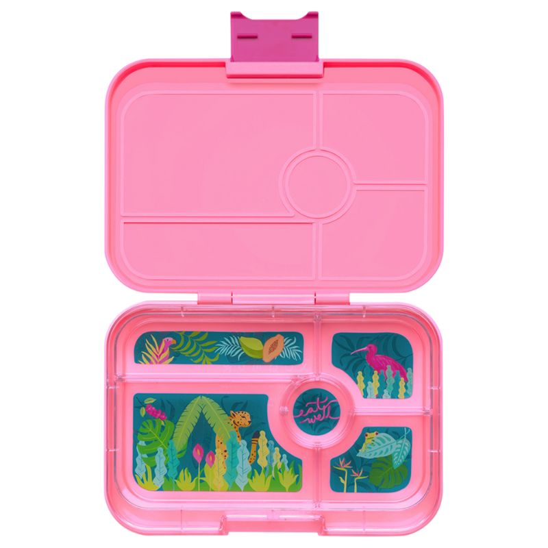 Yumbox Tapas leakproof bento lunch box with 5 compartments tray in Capri Pink - jungle tray.