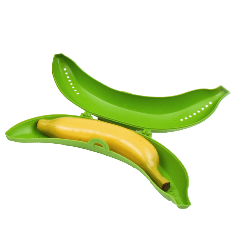 Appetito D.Line banana saver - open green saver with banana in. 