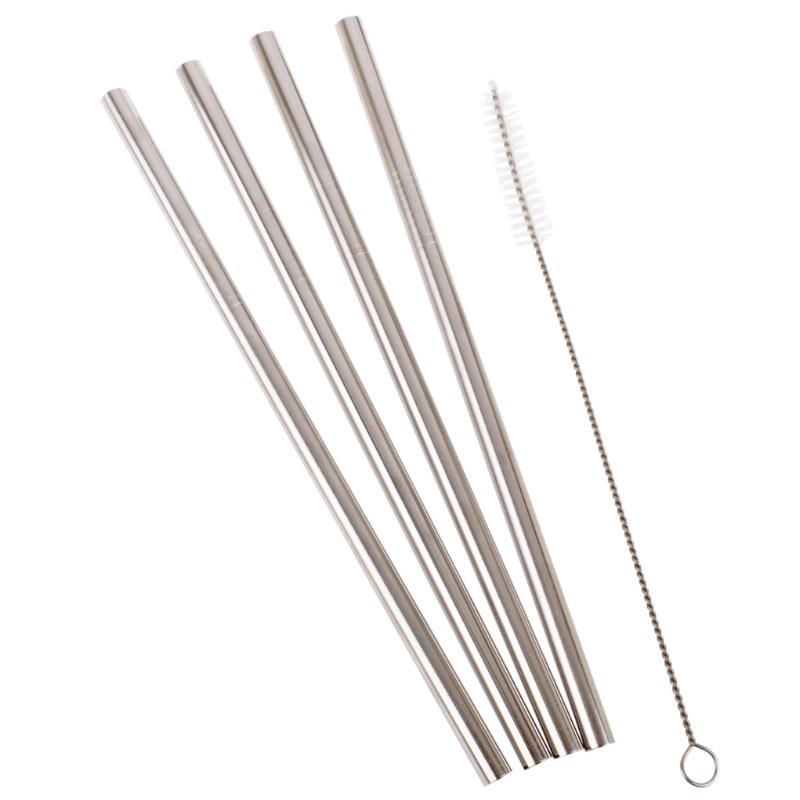 Appetito-stainless-steel-smoothie-straws-plain-4-straws-and-cleaner