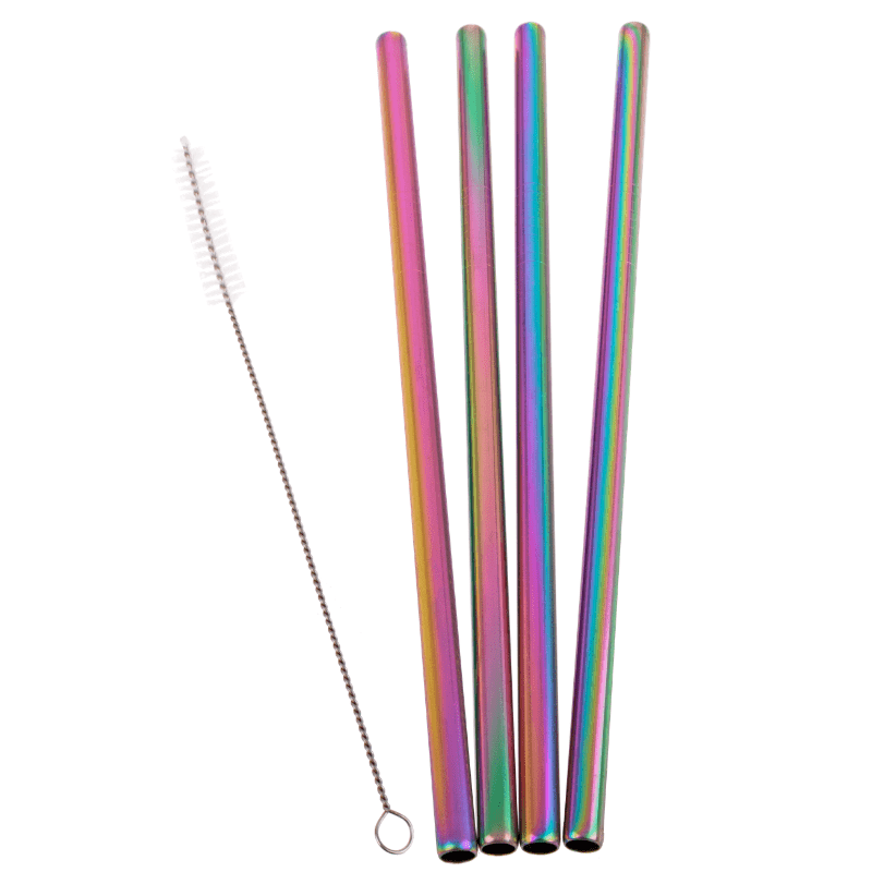 Appetito-stainless-steel-smoothie-straws-rainbow-coloured-4-straws-and-cleaner