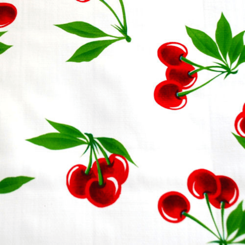   Ben Elke Mexican oilcloth tablecloth in Cherries White design