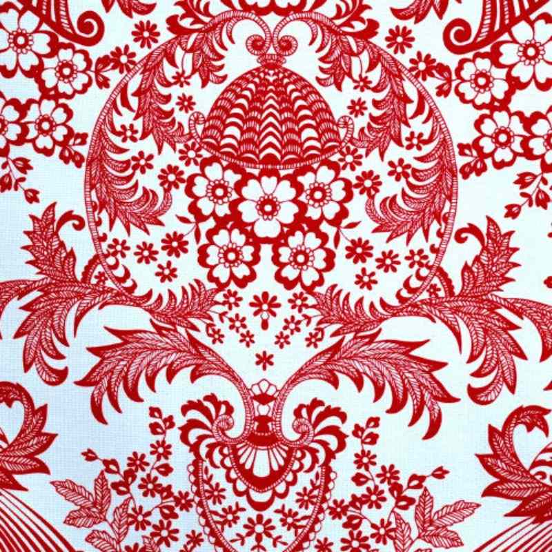  Ben Elke Mexican oilcloth tablecloth in Eden Red design