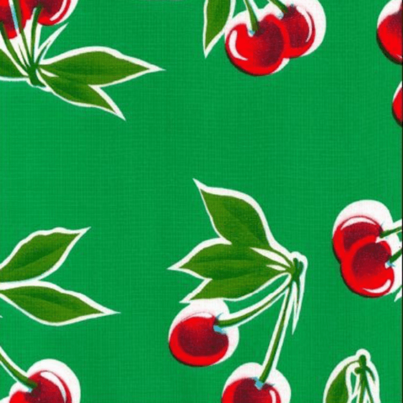  Ben Elke Mexican oilcloth tablecloth in Green Cherries design 
