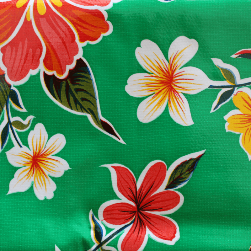   Ben Elke Mexican oilcloth tablecloth in Hibiscus Green design