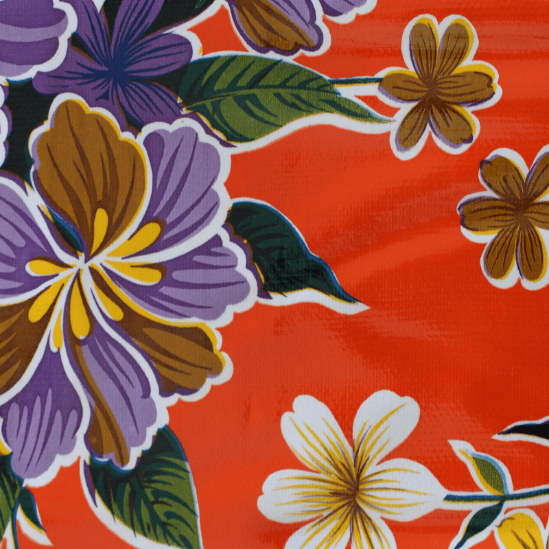   Ben Elke Mexican oilcloth tablecloth in Hisbiscus Orange design