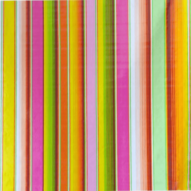 Ben Elke Mexican oilcloth tablecloth in Serape Stripes Pink design