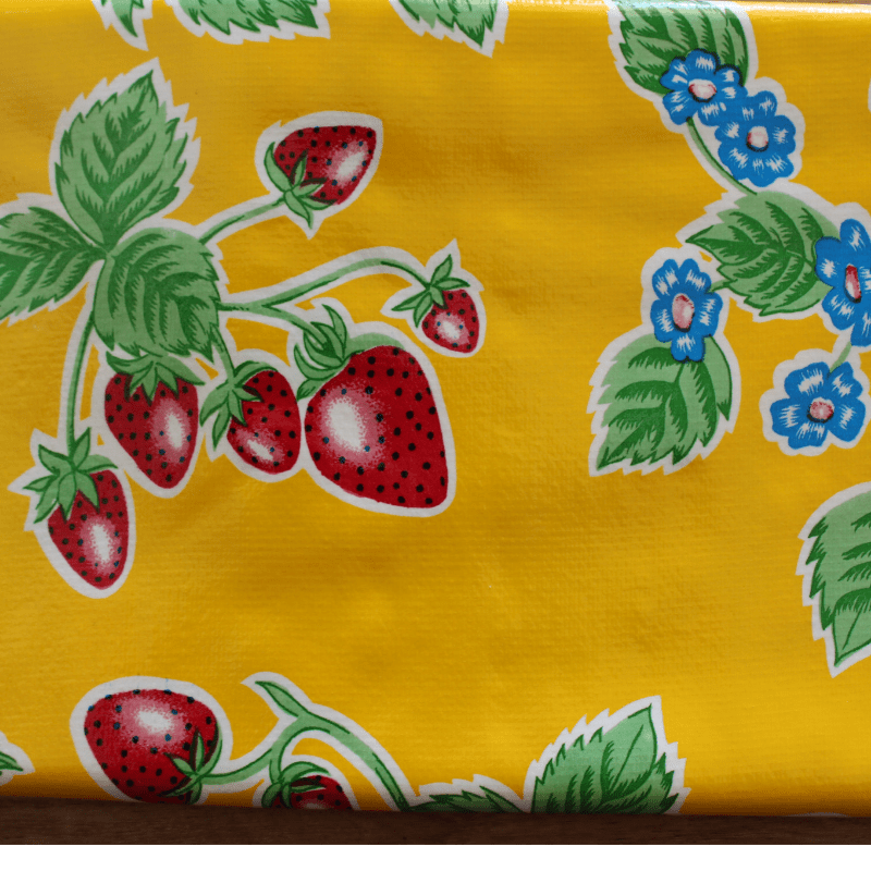   Ben Elke Mexican oilcloth tablecloth in Strawberries Yellow design