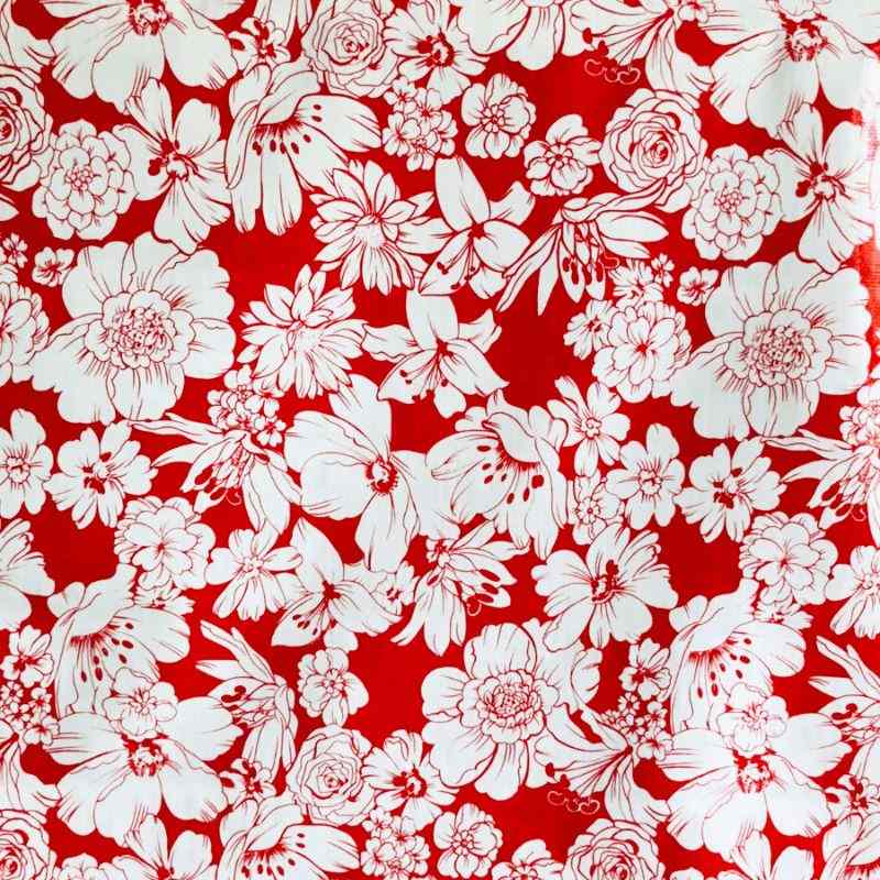   Ben Elke Mexican oilcloth tablecloth in Wild Flower Red design