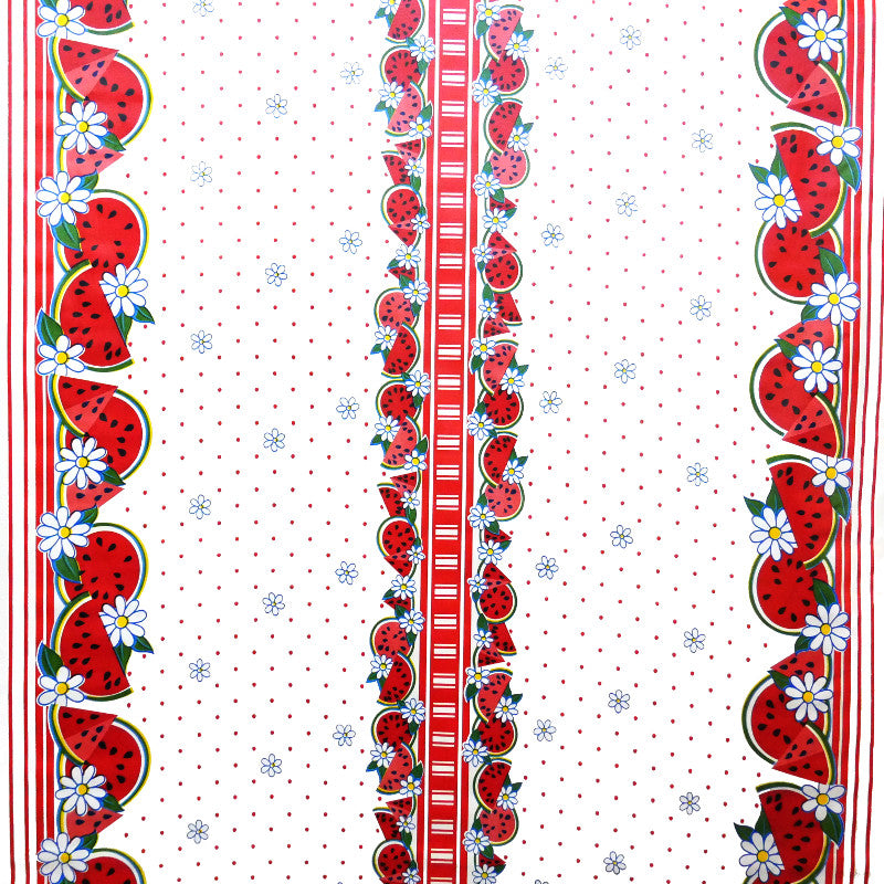 Ben Elke Mexican oilcloth tablecloth in Watermelon Red design