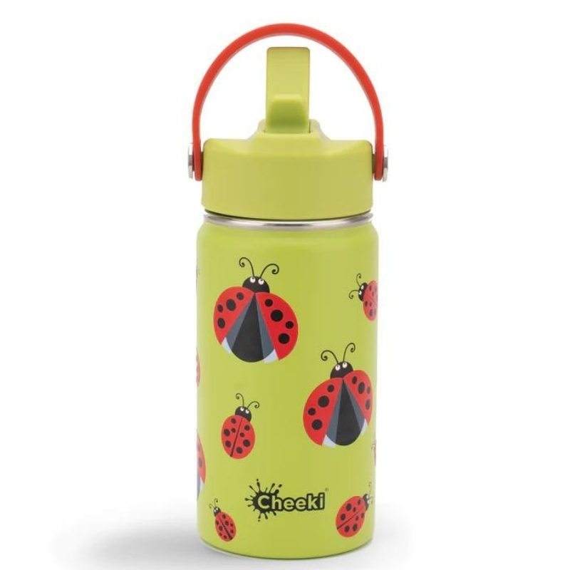 Cheeki Little Adventure Range - 400ml insulated stainless steel water bottle for kids - Ladybug