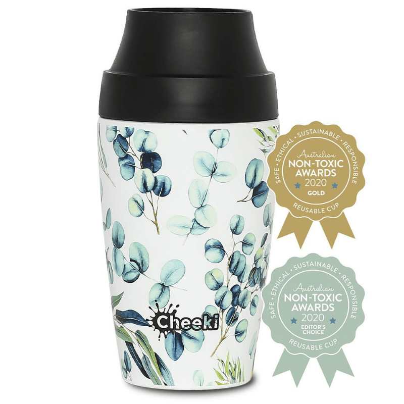Cheeki insulated reusable take-away coffee mug - 350ml - Watercolour.