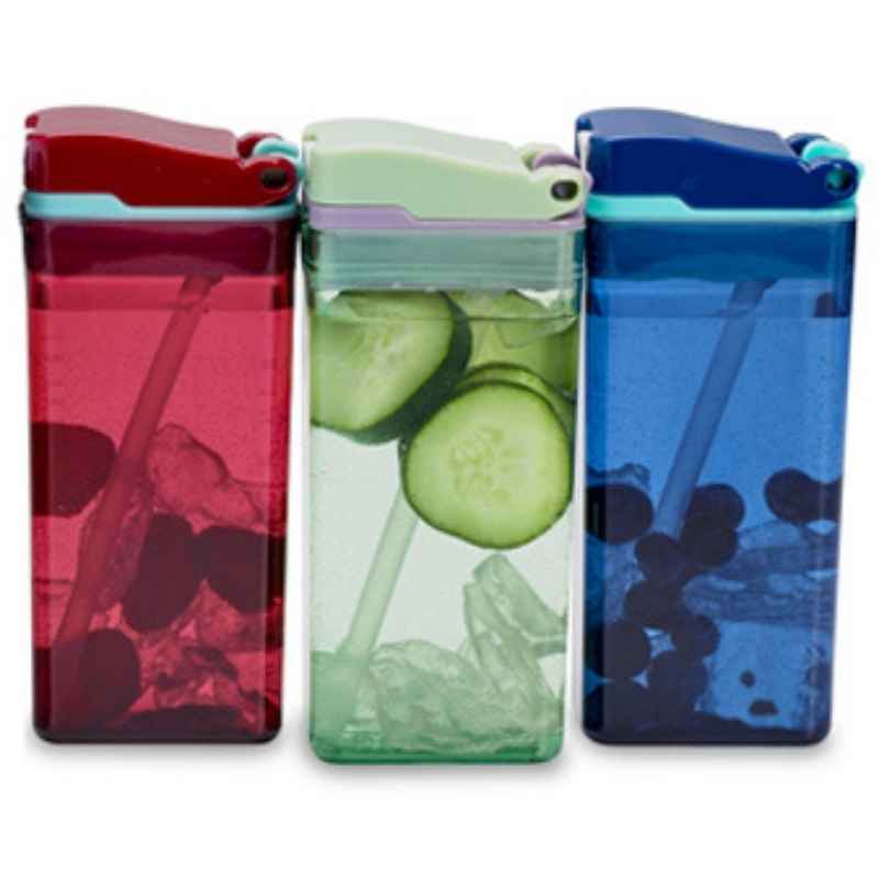 Drink in the box reusable juice popper box - 355ml with fruit in.