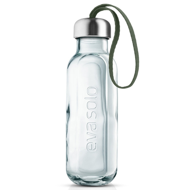 Eva Solo Recycled Glass Bottle 0.5L - made from recycled glass and has a carry handle in the lid. 