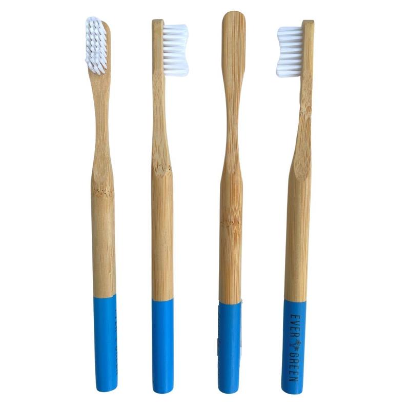Evergreen bamboo toothbrush - ocean - seen from all 4 sides.
