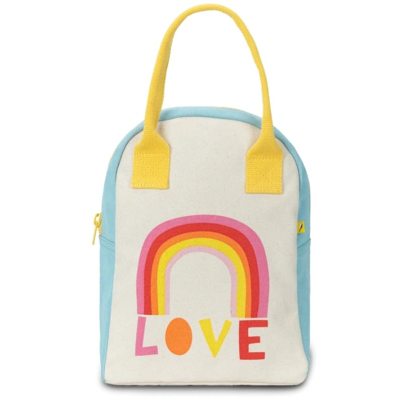 Fluf zipper lunch bag washable cotton - Love design.