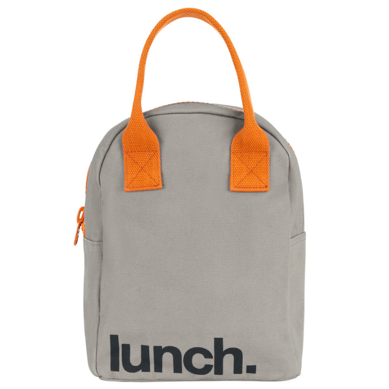 Fluf zipper lunch bag washable cotton - Pumpkin design.